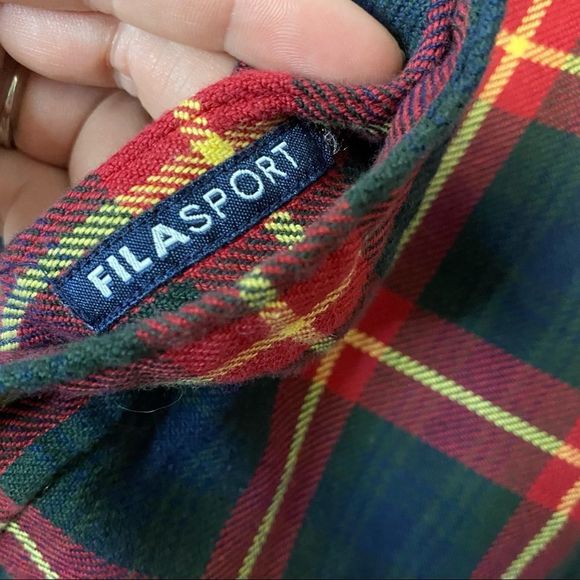 FILA Sport Vintage Shacket Flannel Button Up with Elbow pads-L - Picture 3 of 11